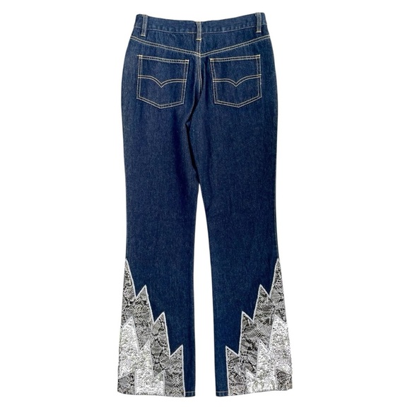 Miss Selfridge Bootcut Jeans, size S, Glitter Snake Trim, Boho Western Festival - Picture 6 of 16